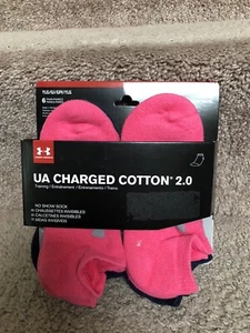 New Under Armour Youth Girls Charged Cotton 6 Pairs Socks - Picture 1 of 3