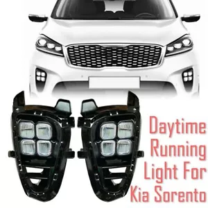 LED DRL Fog lights Daytime Running Lights Head Lamp Fit For Kia Sorento 2017-18 - Picture 1 of 11