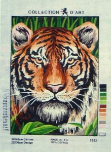 Collection d'Art needlepoint canvas 9 x 12" Beautiful Tiger or Leopard - Picture 1 of 4