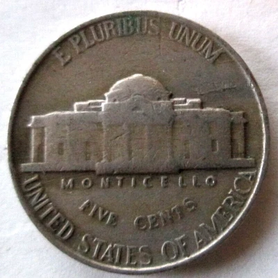 1946-P JEFFERSON, REVERSE PEELING LAMINATION ERROR, VF+ CONDITION, CIRCULATED - Image 1 of 2