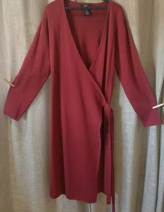 Lennie for Nina Leonard Wrap Around Dress S XL Rust V-Neck Timeless Style Soft - Picture 1 of 11