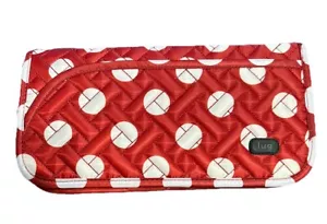 New Lug Tango Large Travel Wristlet Wallet Red/White Quilted Organizer Passport - Picture 1 of 10