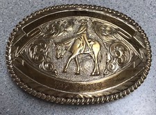 Vintage 1979 RODEO TROPHY BELT BUCKLE EL ARTURO CRUMRINE 1st Y.A TRAIL