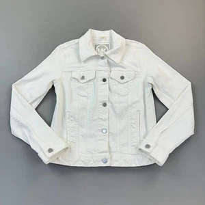 Michael Kors Jacke Damen Small Weiß Denim Trucker Stretch Freizeit - Bild 1 von 14