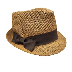 Scala Pronto Hat Retro 60's Papel Paper Braided Brim Fedora Brown - Picture 1 of 8