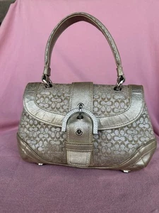 Vintage Y2K Coach Soho Metallic Lurex Bag Rhinestone Buckle Rare Limited - Picture 1 of 19
