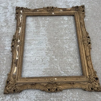 Marco dorado yeso barroco antiguo ornamentado se adapta a obras de arte de 16”x20” transparente Foto 1 de 4
