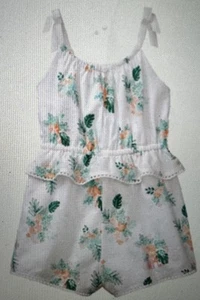 Janie And Jack Girl Size 8 Romper Summer Palm Dotted Swiss Peplum Ruffle New - Picture 1 of 1