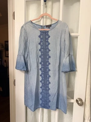 Luxology Mujer Talla 12 Vaqueros Color Con Diseño Incrustado Vestido Midi Foto 1 de 3