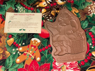 Molde de galletas de Navidad Longaberger Papá Noel 1992 o tarjeta de decoración y receta Foto 1 de 4