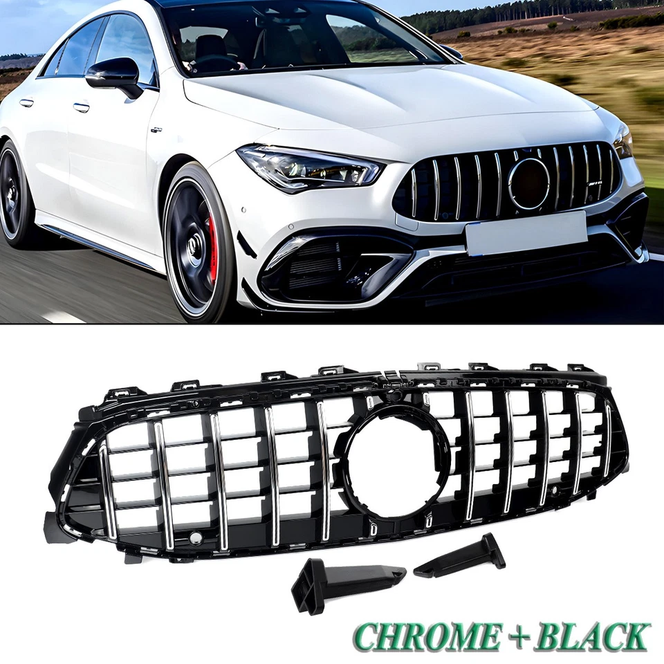 For 2024-2025 Mercedes-Benz CLA250 W118 C118 GT Front Bumper Grille Chrome+Black - Image 1 of 4