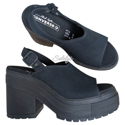 Sandalia Converse Chuck 70 De Luxe plataforma correa gruesa monocromática negra 7,5 Foto 1 de 4