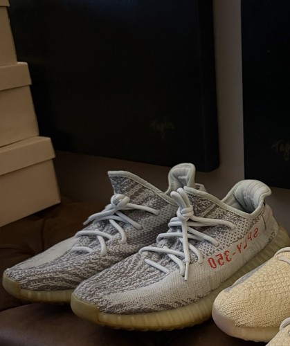 Taglia 10.5 Adidas Yeezy Boost 350 V2 tinta blu bassa con scatola originale