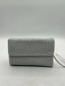 Whiting And Davis White Metal Mesh Clutch Purse With Detachable Leather Strap - Picture 1 of 14