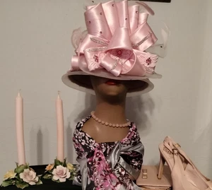 Cappello vintage Ms. Divine donna rosa floreale pizzo - Foto 1 di 20