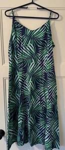 Antiguo Vestido Cami Floral Azul Marino Talla XL Sin Mangas Correas de Espagueti Informal Comodidad - Imagen 1 de 5