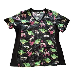 Star Wars Yoda Scrub Top Size XL Woman’s - Picture 1 of 5