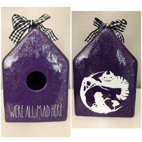 Painted Rae Dunn WE'RE ALL MAD HERE Birdhouse- Read Description!! Alice Cover