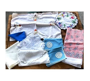 Vintage Cotton Dinner Napkins Floral Tableware Kitchen Linens Lot - Picture 1 of 10