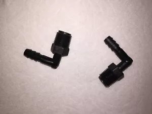 2 x Plastic Vacuum Pump Elbow Hose Fittings fit Vacuubrand / KNF / Edwards - Picture 1 of 3