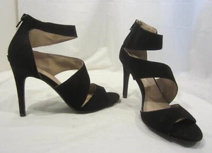 CHRISTIAN SIRIANO black suede ankle strap high heels shoes WOMEN 7.5 - Picture 1 of 6