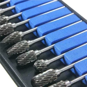 US 10X Tungsten Carbide Burr Bit Cutting Carving Burr 1/8" Shank Dremel Rotary - Picture 1 of 6