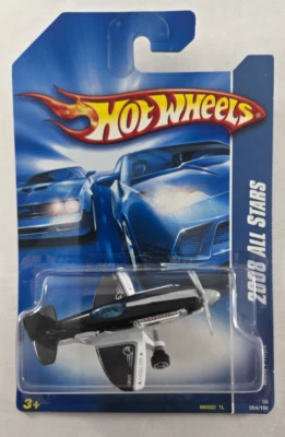 2008 Mattel Hot Wheels 2008 All Stars Mad Propz  Black White #54  Stunt Plane - Image 1 of 4