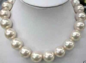 PRETTY LARGE FASHION 12MM SEA SMART BAROQUE SHELL PEARL NECKLACE 18" - Picture 1 of 3