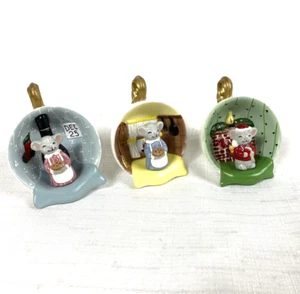 Merry Christmas Mice Teacup Ornaments Cookie & Fireplace Scene Donas Cute Mice - Picture 1 of 11