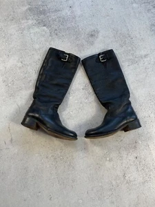 Free Lance Paris Women's Biker Leather Riding Boots Black Buckled Shoes Sz 36.5 - Picture 1 of 12