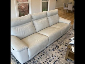 Modular cream leather lounge suite - Picture 1 of 5