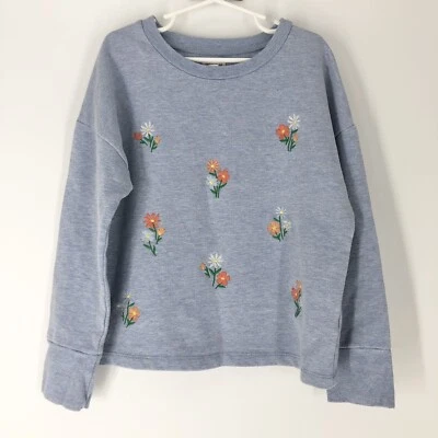 Sudadera Gymboree Niñas Azul Claro Flor Gran Tamaño Cómoda Talla M (7-8) Foto 1 de 4