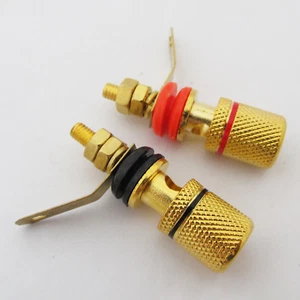 2x 4mm Gold Binding Post Banana Jack Amplifier Speaker Terminal Alloy Connector - Picture 1 of 3