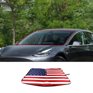 American Flag style Windshield Covers Visors Sunshade For Tesla Model 3 Y S X - Picture 1 of 10