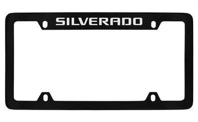 Chevrolet Silverado Black Coated Metal License Plate Frame Holder - Image 1 of 4