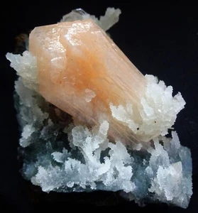 STUNNING STILBITE BOW W/ STALACTITE CORAL ON CHALCEDONY MATRIX MINERALS SPECIMEN - Picture 1 of 4