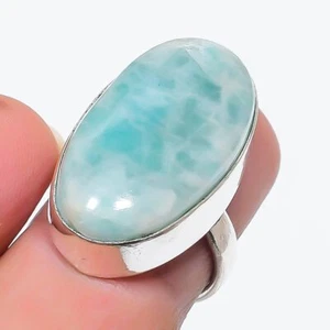 Natural Amazonite Gemstone Handmade 925 Sterling Silver Jewelry Ring Size 6 E072 - Picture 1 of 6