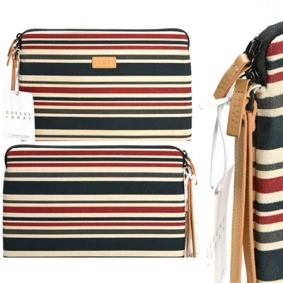 Greene + Gray Coated Canvas Sleeve Slip Pouch Stripes Case Bag For Laptop 11" - Image 1 of 2