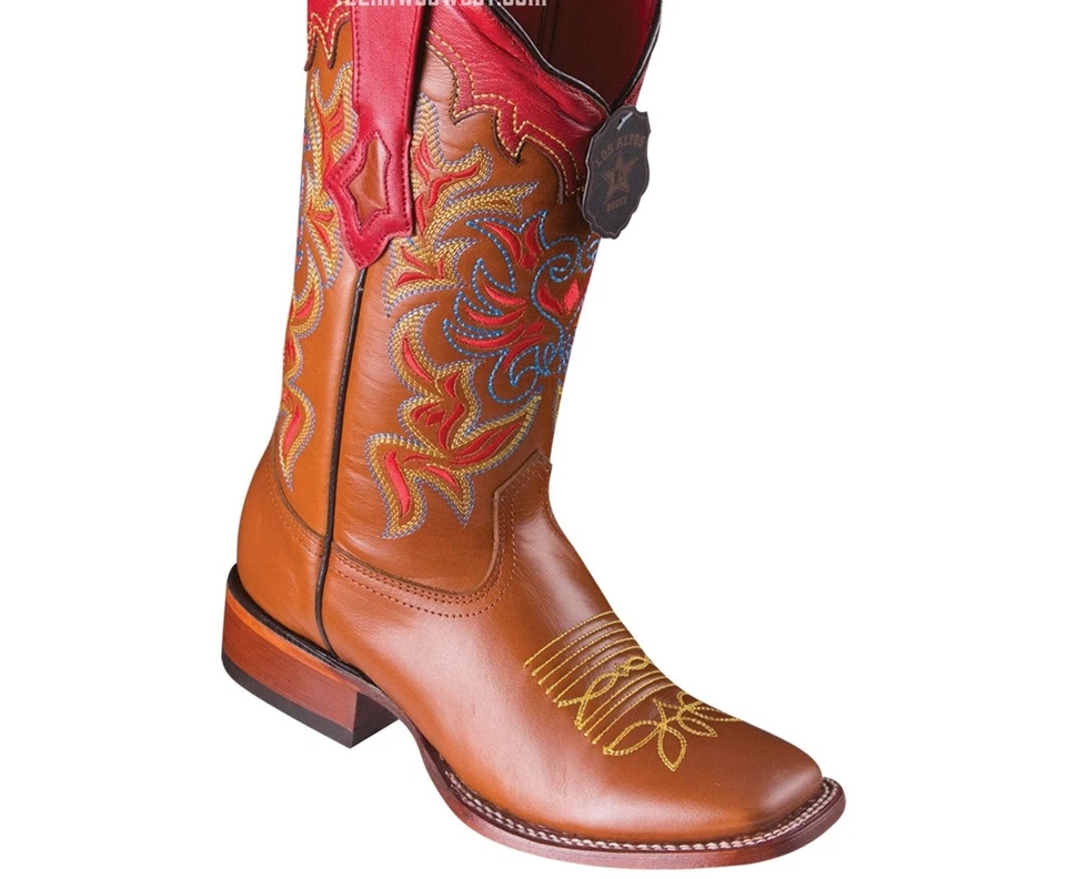 BOTA WESTERN MUJER LOS ALTOS VERGEL MIEL CUERO GENUINO RANCHO-DEDO CUADRADO-PUNTERA  Foto 1 de 1