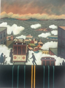 Large Guy Buffet Litho- San Francisco Cable Cars & Alcatraz - Ltd Edition of 300 - Picture 1 of 6