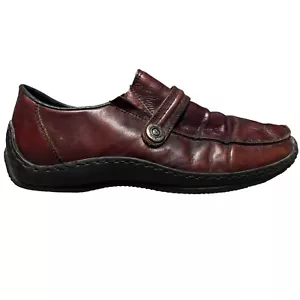 Zapatos cómodos mocasín Rieker antiestrés rojo/marrón de cuero para mujer 38 EE. UU. talla 7 - Imagen 1 de 14