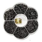  1 Box 6 Sizes 2000pcs Open Jump Ring & Ring Jewelry Keychain Making Gun-black