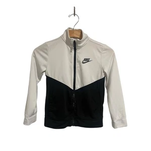 Nike Track Jacket Youth 5-6 Years Size 6 White Black Full Zip Casual Sports - Picture 1 of 8