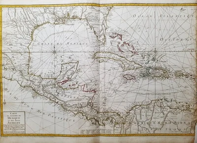 1780 DELISLE редкая BIG-FOLIO карта Центральной Америки, Карибского бассейна, Мексики, Кубы Ямайки - Изображение 1 из 4