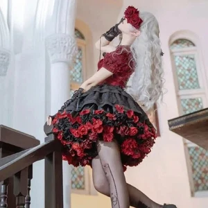 Coloridas Flores Enagua Lolita Falda Soporte Vestido Corto Juegos con disfraces Ropa - Imagen 1 de 31