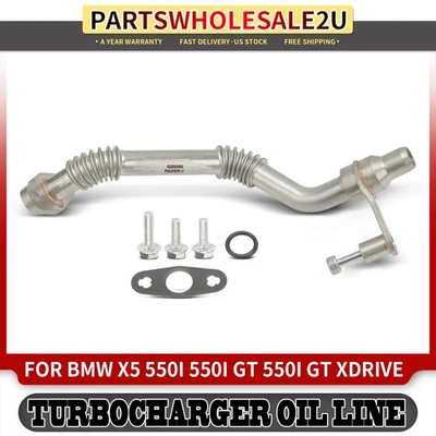 New LH Turbocharger Oil Return Tube for BMW X5 550i 550i GT 550i GT xDrive 750Li - Image 1 of 4