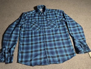 DIXXON The Conrad Shirt Mens L T Tall Blue Black Plaid Button Up - Picture 1 of 12