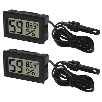 DWEII 2 Pack Mini Digital Thermometer Hygrometer with Probe Indoor Temperature Humi...