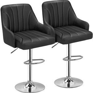 Bar Stools Set of 2, Adjustable Barstools, Counter Height Stools with Back an... - Picture 1 of 8