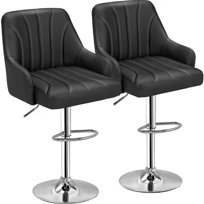Bar Stools Set of 2, Adjustable Barstools, Counter Height Stools with Back an... - Image 1 of 4